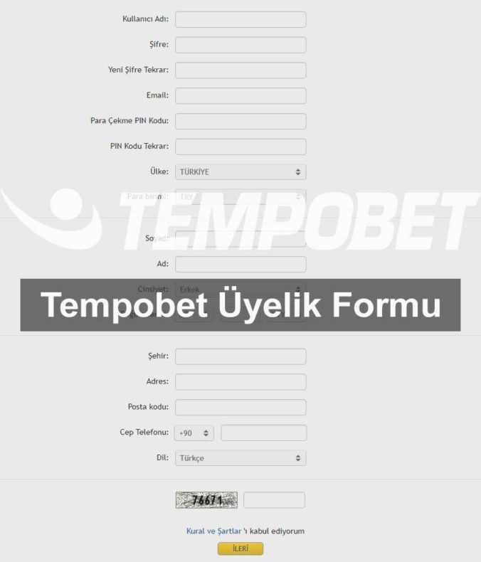 Tempobet üyelik formu girişleri